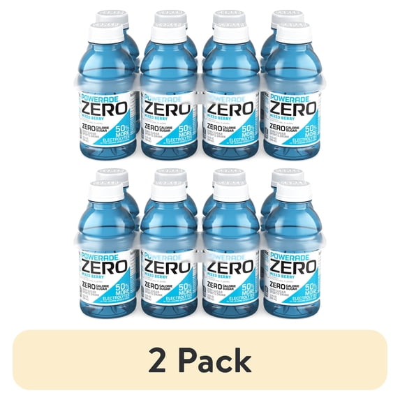 (2 pack) POWERADE Zero Sugar Mixed Berry Electrolyte Sports Drink Bottles, 12 fl oz, 8 Pack