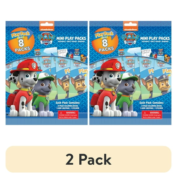 (2 pack) PAW Patrol 8 Count Mini Play Pack with Small Coloring Book and Crayons, Paper Party Favors