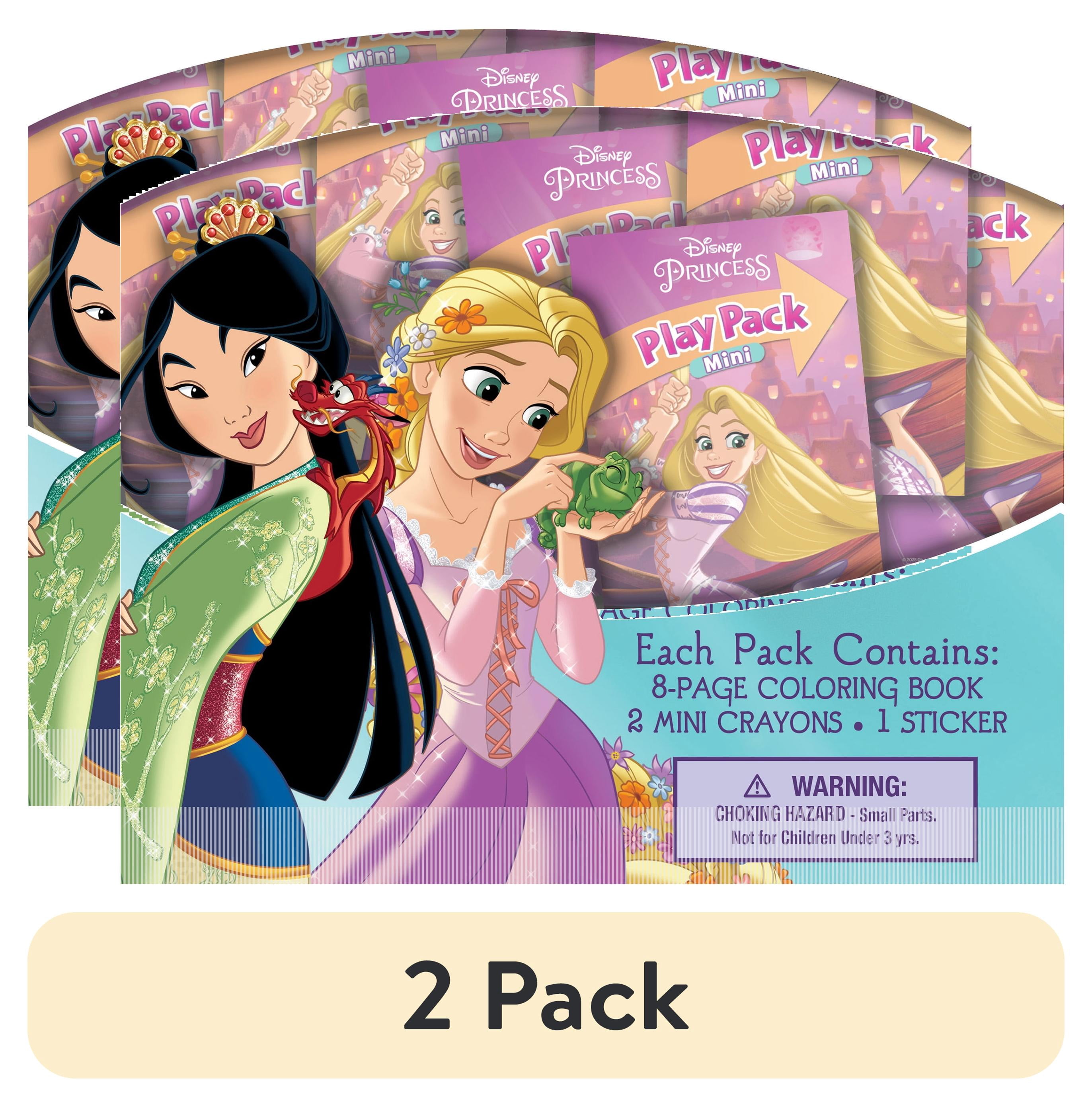 (2 pack) Disney Princess 8 Count Mini Play Pack with Small Coloring Book and Crayons, Paper Party Favors