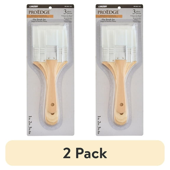 (2 pack) Linzer 3-Piece Taklon Flat Paint Brush Set
