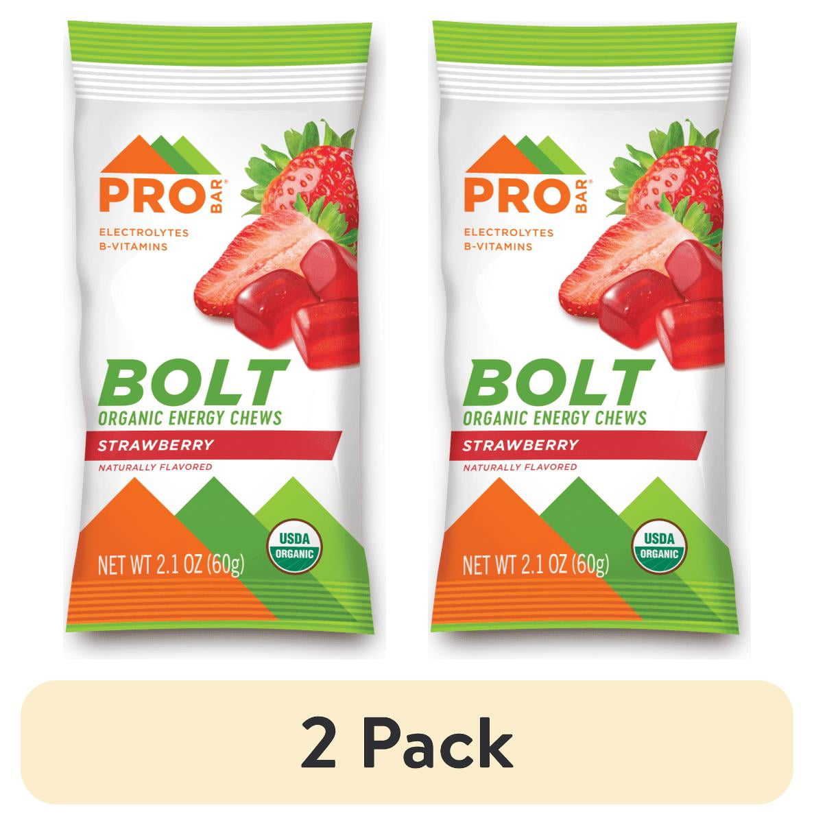 (2 pack) PROBAR - BOLT Organic Energy Chews, Strawberry, Non-GMO, Gluten-Free, USDA Certified Organic, Healthy, Natural Energy, Fast Fuel Gummies with Vitamins B & C (1 Count)