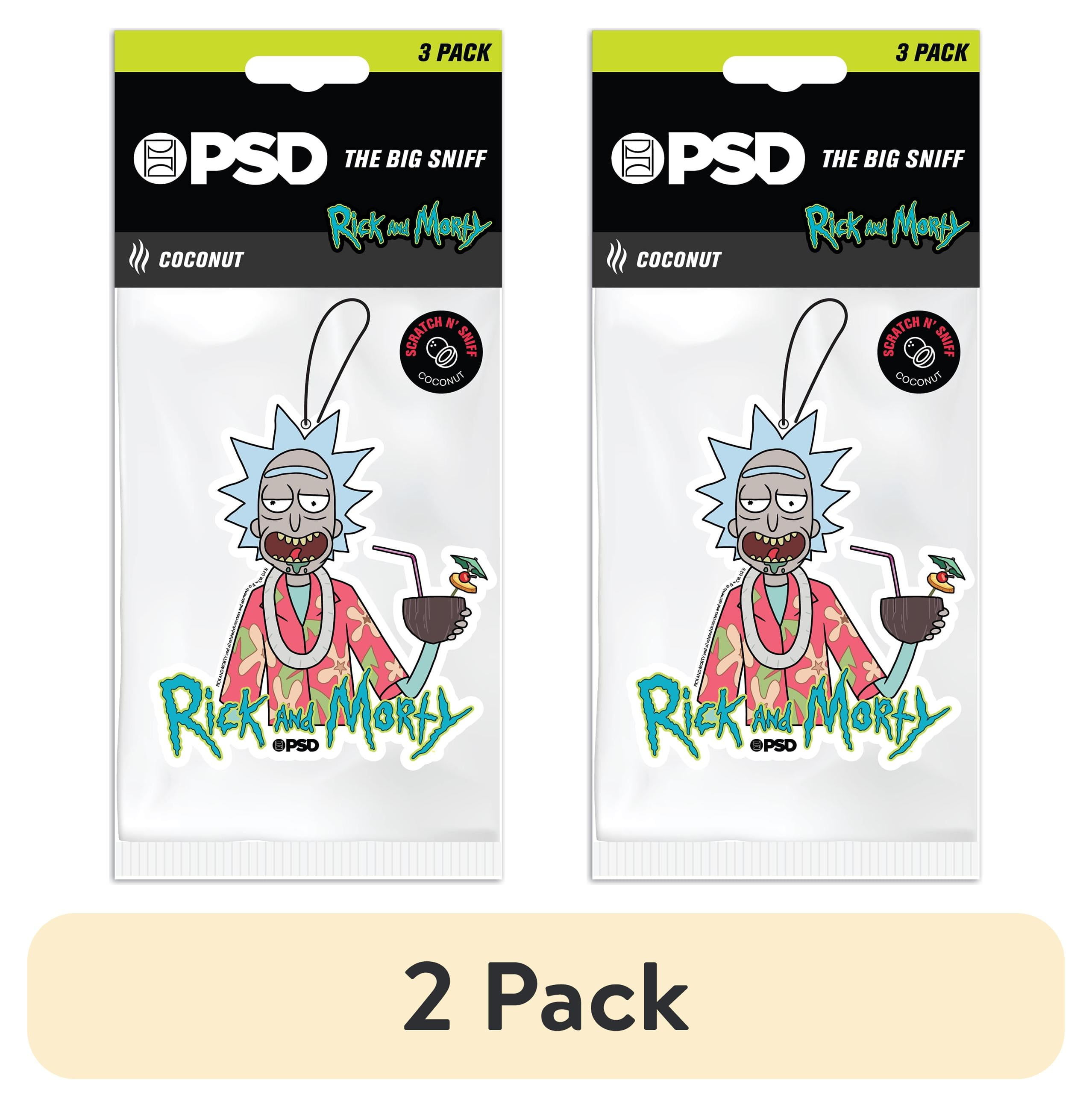 (2 pack) PSD Big Sniff, Rick & Morty's "Rick's Vacay" Coconut Scented Hanging Air Fresheners 3 pack