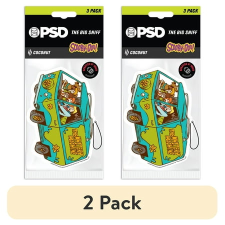 (2 pack) PSD Big Sniff, Scooby Doo Mystery Machine Hanging Air Freshener with Coconut scent 3 pack