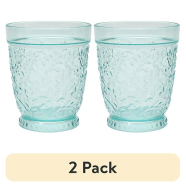 (2 pack) The Pioneer Woman 16-Ounce Embossed Tritan Plastic Ditsy Tumbler, Teal