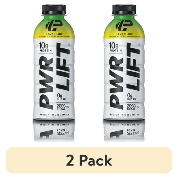 (2 pack) PWR LIFT Protein-Infused Water, 10g Protein, 2000 BCAAs, Lemon Lime, 16.9 fl oz