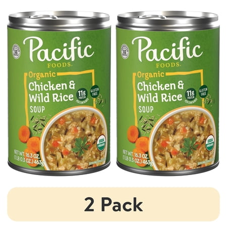 (2 pack) Pacific Foods Organic Chicken and Wild Rice Soup, 16.3 oz Can