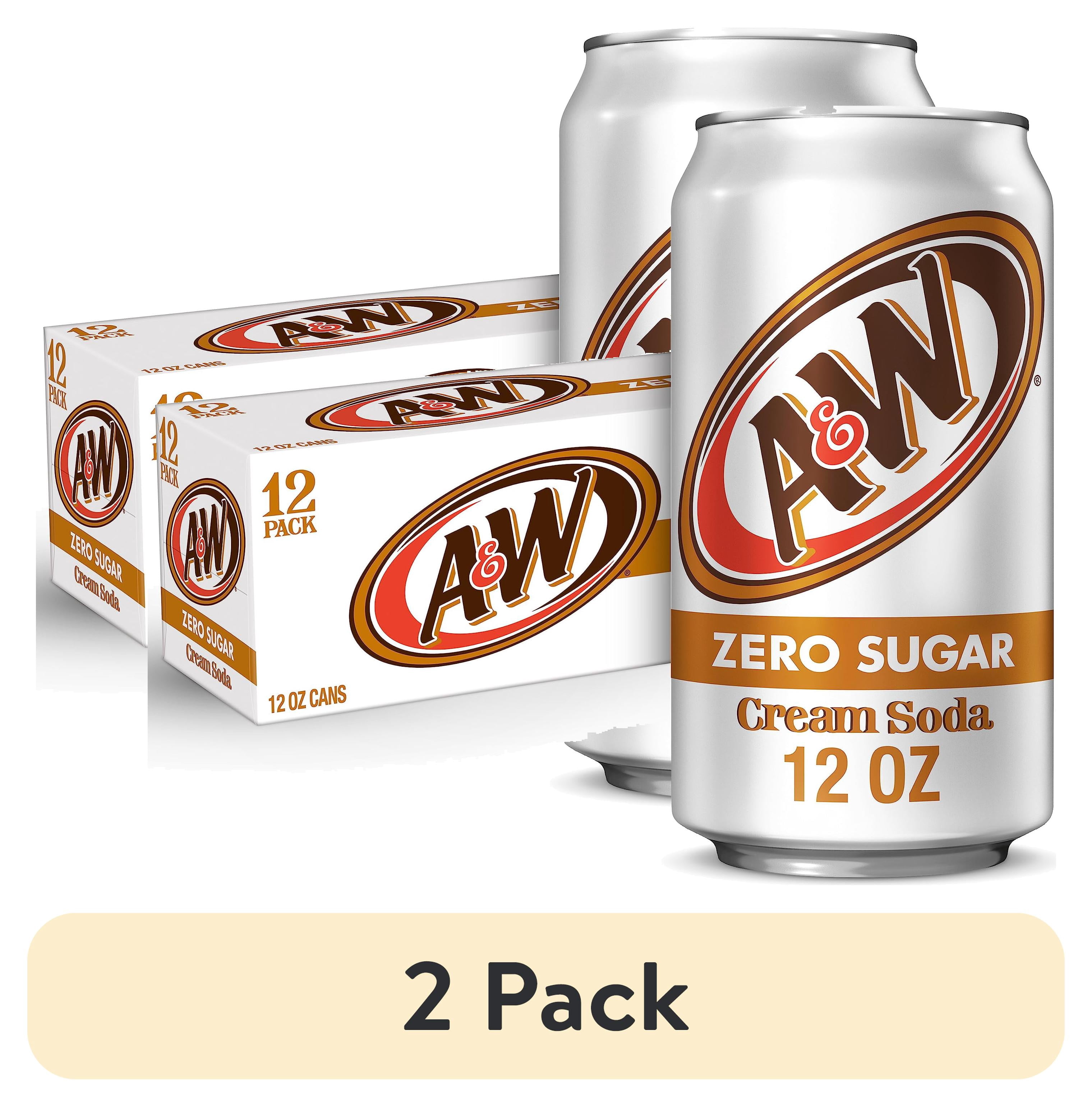 (2 pack) Pack of 2 - A&W Cream Soda Zero Sugar, 12 Fl Oz Cans, 12 Pack Packaging May Vary
