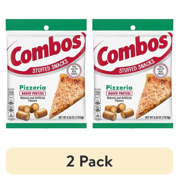 (2 pack) Pack of 2 Combos Stuffed Snacks Pizzeria Baked Pretzel Snacks, 6.3 oz (packaging may vary)