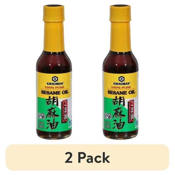 (2 pack) Pack of 2 Kikkoman 100% Pure Sesame Oil, 5 oz (Package May Vary)
