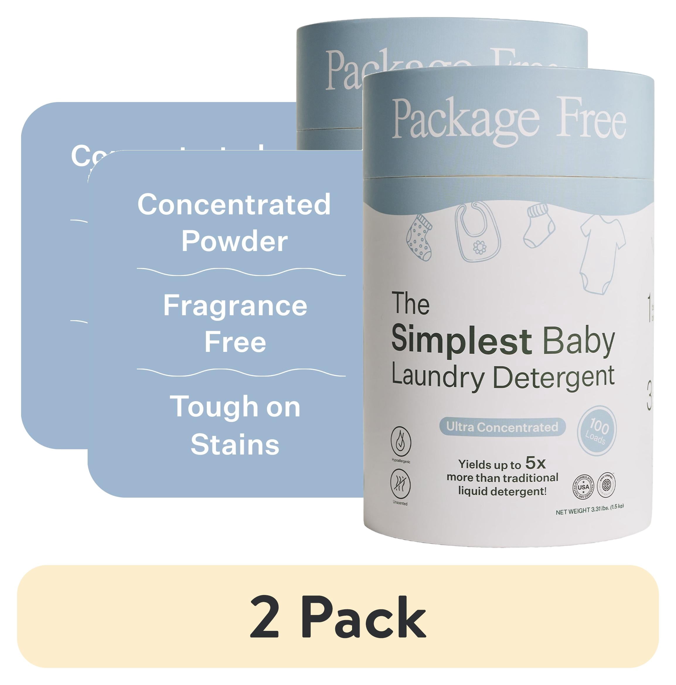 (2 pack) Package Free Simplest Baby Laundry Detergent Powder Unscented 100 Load