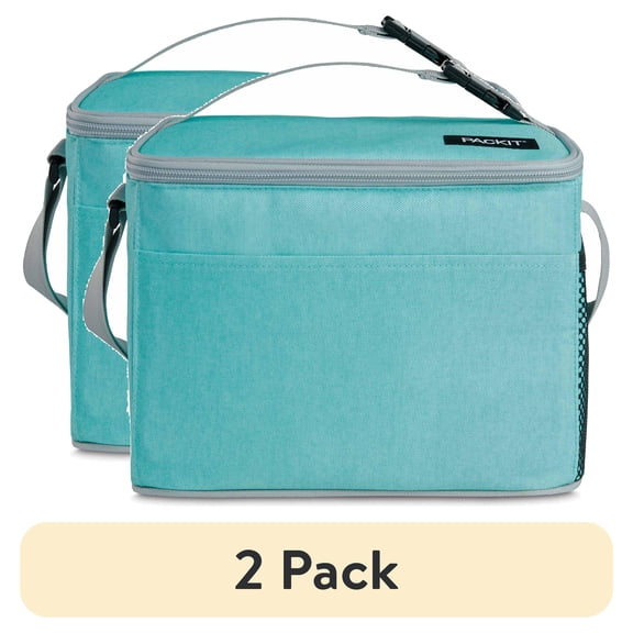 (2 pack) PackIt Freezable, Polycanvas Lunch Cooler Liner, 9 Can Capacity, Teal, A Practical Choice for School Lunches and Activities