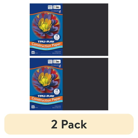 Tru-Ray Construction Paper, Heavyweight, Black, 12" x 18", 50 Sheets