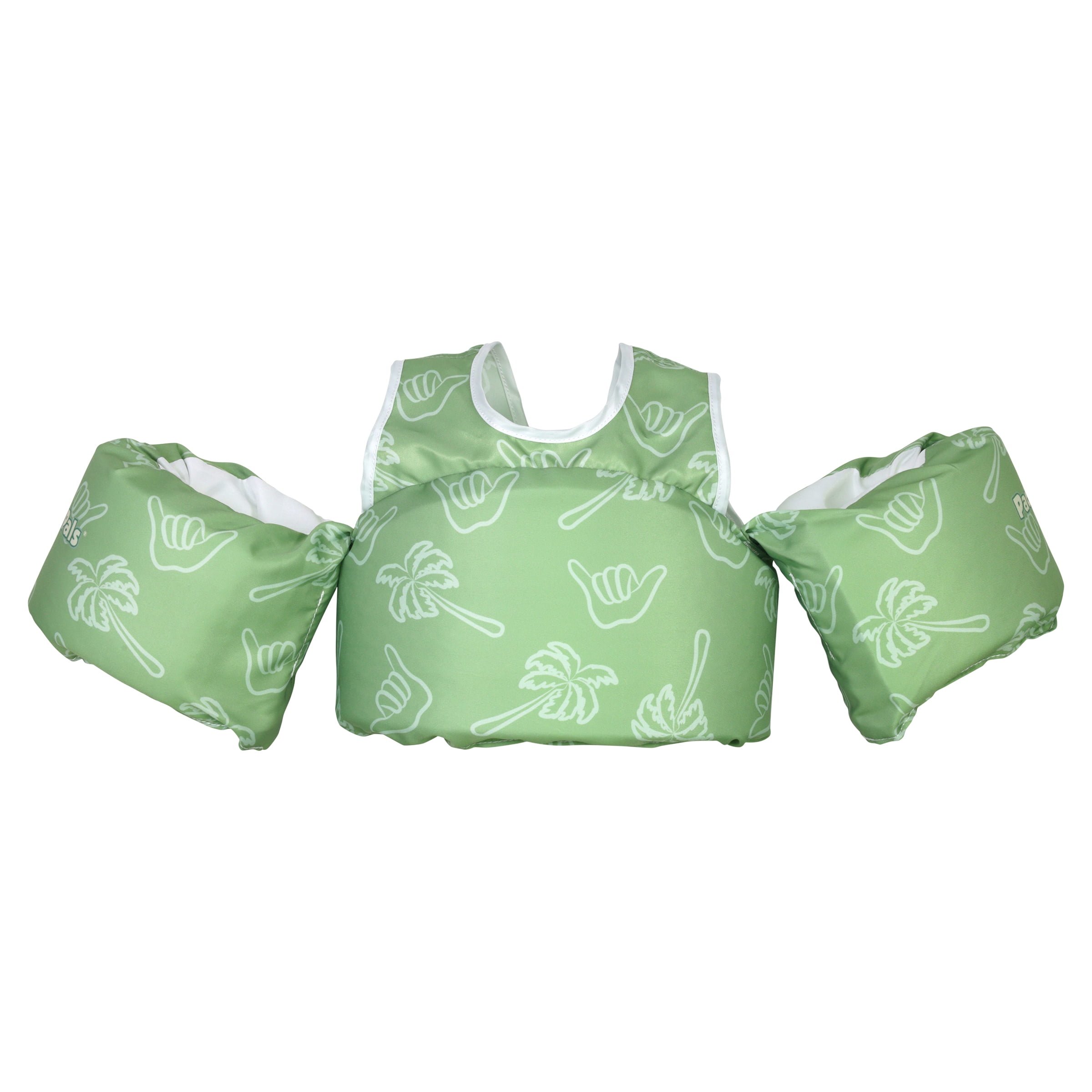 (2 pack) Paddle Pals U.S. Coast Guard Approved Life Jacket for Children (33-55 lbs.) – Safety Swim Vest with Arm Bands, Green Tropic