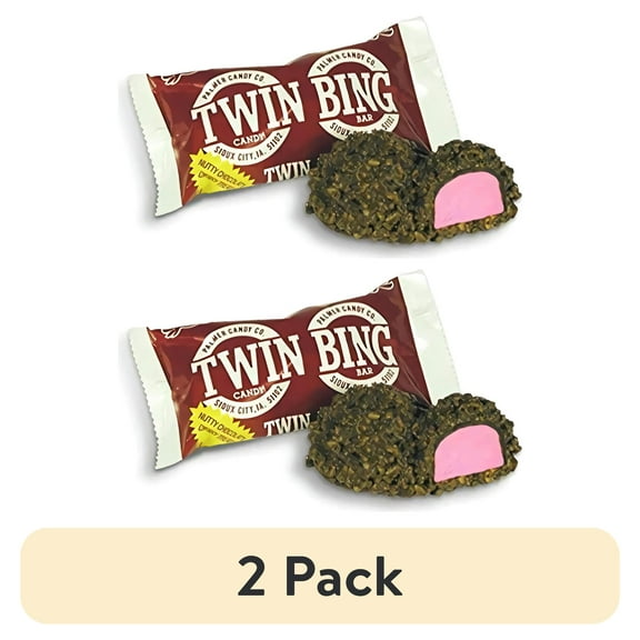 (2 pack) Palmers Twin Bing Candy Bars (12-Pack) - Chocolate Covered Cherry Nougat Candy Bar