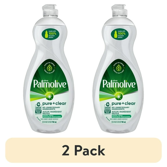 (2 pack) Palmolive Ultra Pure + Clear Liquid Dish Soap, Spring Fresh Scent, 32.5 Fluid Ounce Bottle