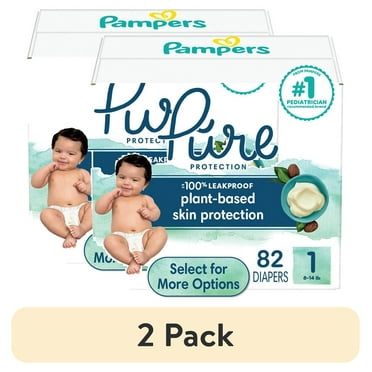 (2 pack) Pampers Pure Baby Diapers Size 1, 82 Count (Select for More Options)