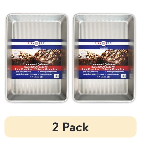 (2 pack) Pan Bakeware Seamless Nonstick 9 Inch x 13 Inch Cake Pan, Aluminized Steel