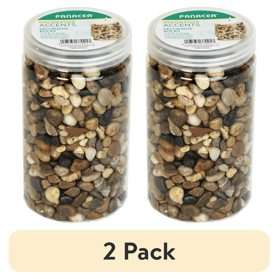 (2 pack) Panacea Products Decorative Accents Assorted Natural River Pebbles, 45 oz. Jar, Natural Smooth River stone