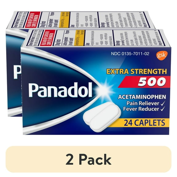 (2 pack) Panadol Extra Strength Caplets, Pain Reliever & Fever Reducer - 24ct