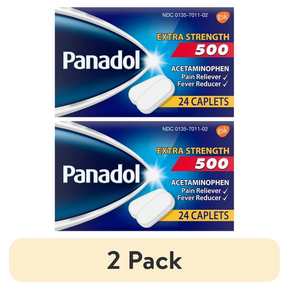 (2 pack) Panadol Extra Strength Caplets, Pain Reliever & Fever Reducer - 24ct