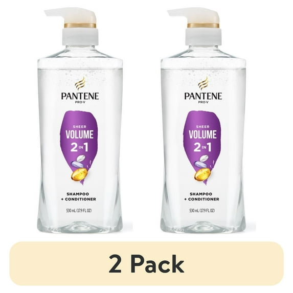 (2 pack) Pantene Pro-V 2-in-1 Shampoo & Conditioner Volume & Body, 17.9 FL OZ Pump Bottle