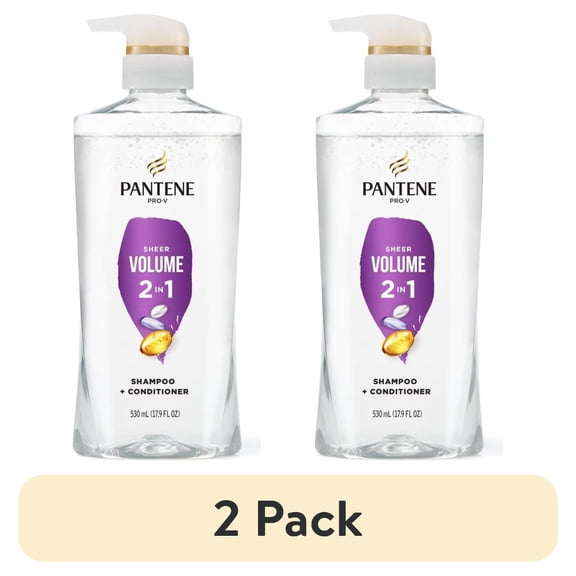 (2 pack) Pantene Pro-V 2-in-1 Shampoo & Conditioner Volume & Body, 17.9 FL OZ Pump Bottle