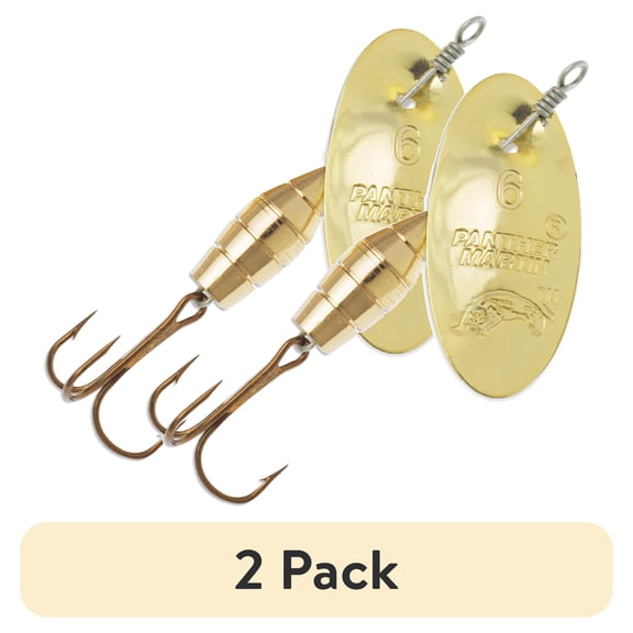 (2 pack) Panther Martin PMD_6_G Deluxe Barrel Body Spinners Fishing Lure - Gold - 6 (1/4 oz)