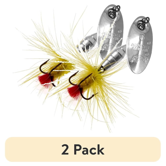 (2 pack) Panther Martin Deluxe Dressed Silver/Yellow Fly 1/32 oz Inline Spinner (PMF 1 SY)
