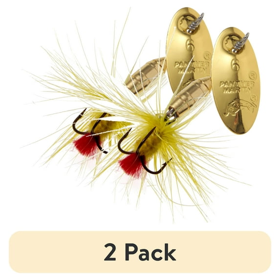 (2 pack) Panther Martin PMF_6_GY Deluxe Dressed Fly Spinning Fishing Lure - Gold/Yellow - 6 (1/4 Oz)