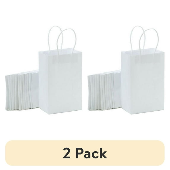(2 pack) Paper Bag - White - 3.25 x 5.25 x 8.375 inches - 8 pieces