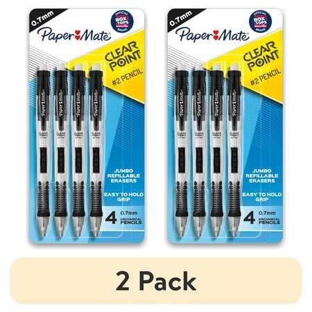 (2 pack) Paper Mate Clearpoint #2 Mechanical Pencils 0.7mm 4 Count Pack