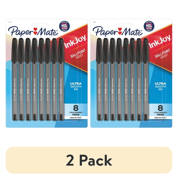 (2 pack) Paper Mate InkJoy 100ST Ballpoint Pens, Medium Point (1.0mm), Black, 8 Count