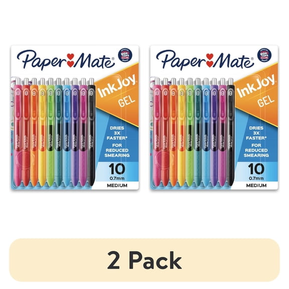 (2 pack) Paper Mate InkJoy Gel Pens, Medium Point (0.7 mm), Assorted Colors, 10 Count