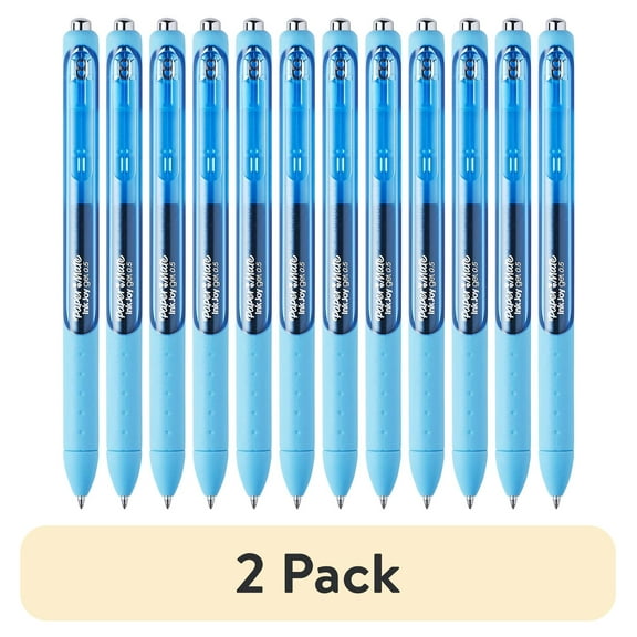 (2 pack) Paper Mate InkJoy Gel Retractable Gel InkPen, 0.5mm, Fine Point, Bright Blue, 12-Count (Bulk)