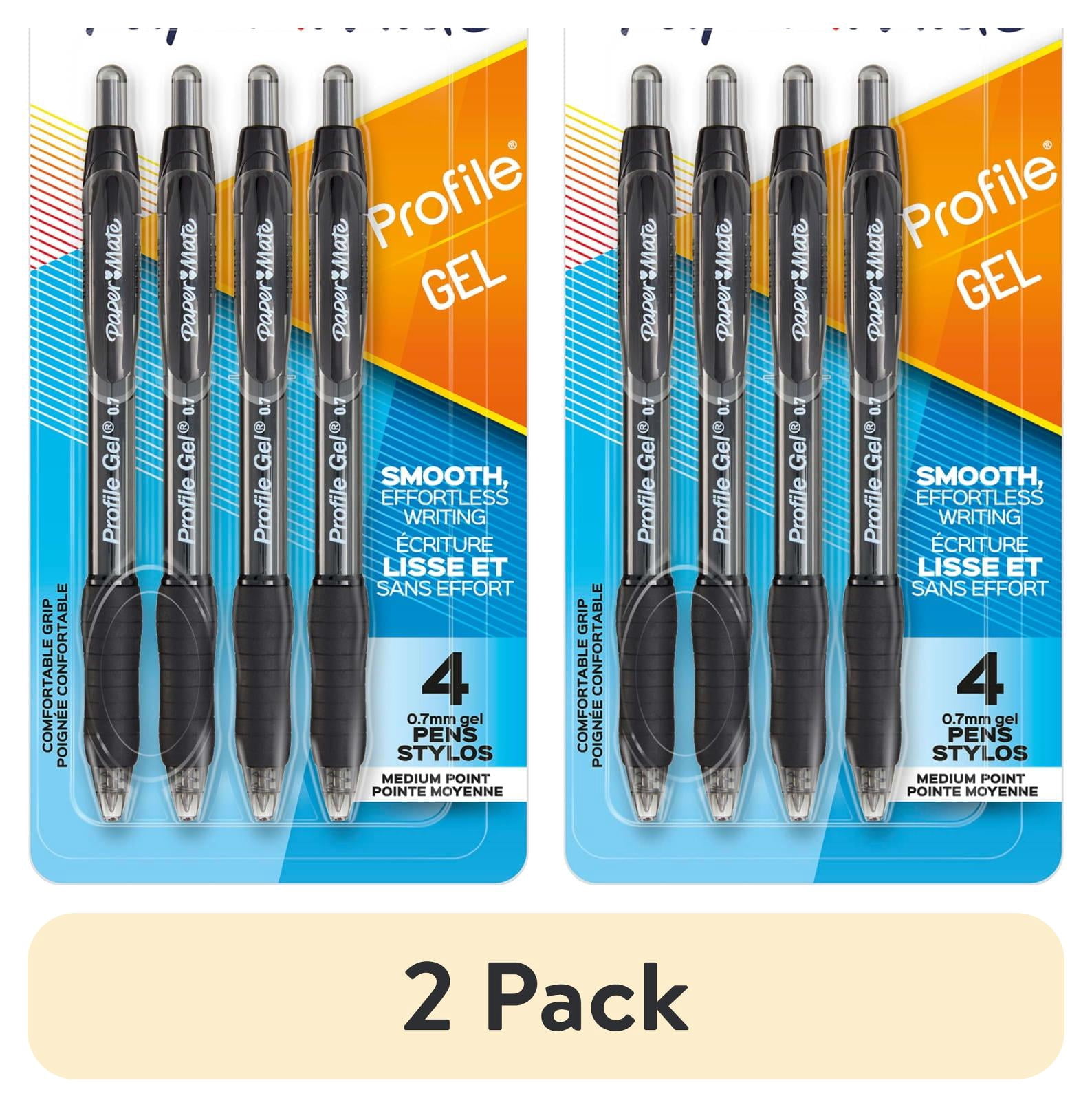 (2 pack) Paper Mate Profile Retractable Gel Pens, 0.7 mm, Black, 4 Count