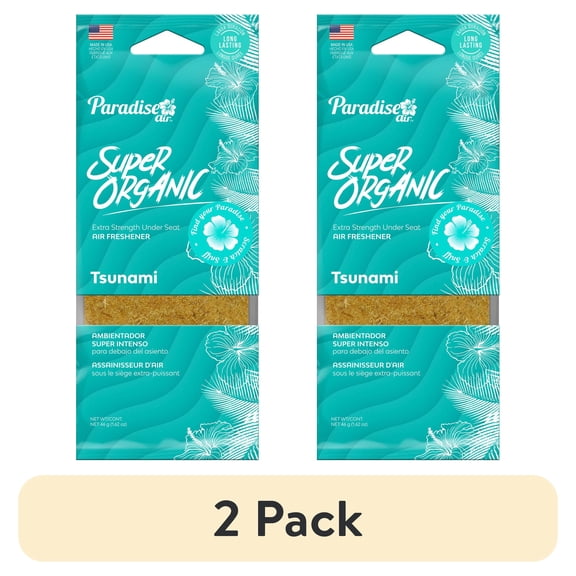 (2 pack) Paradise Air Super Organic Extra Strength Air Freshener, Net Weight 1.62 oz, Tsunami