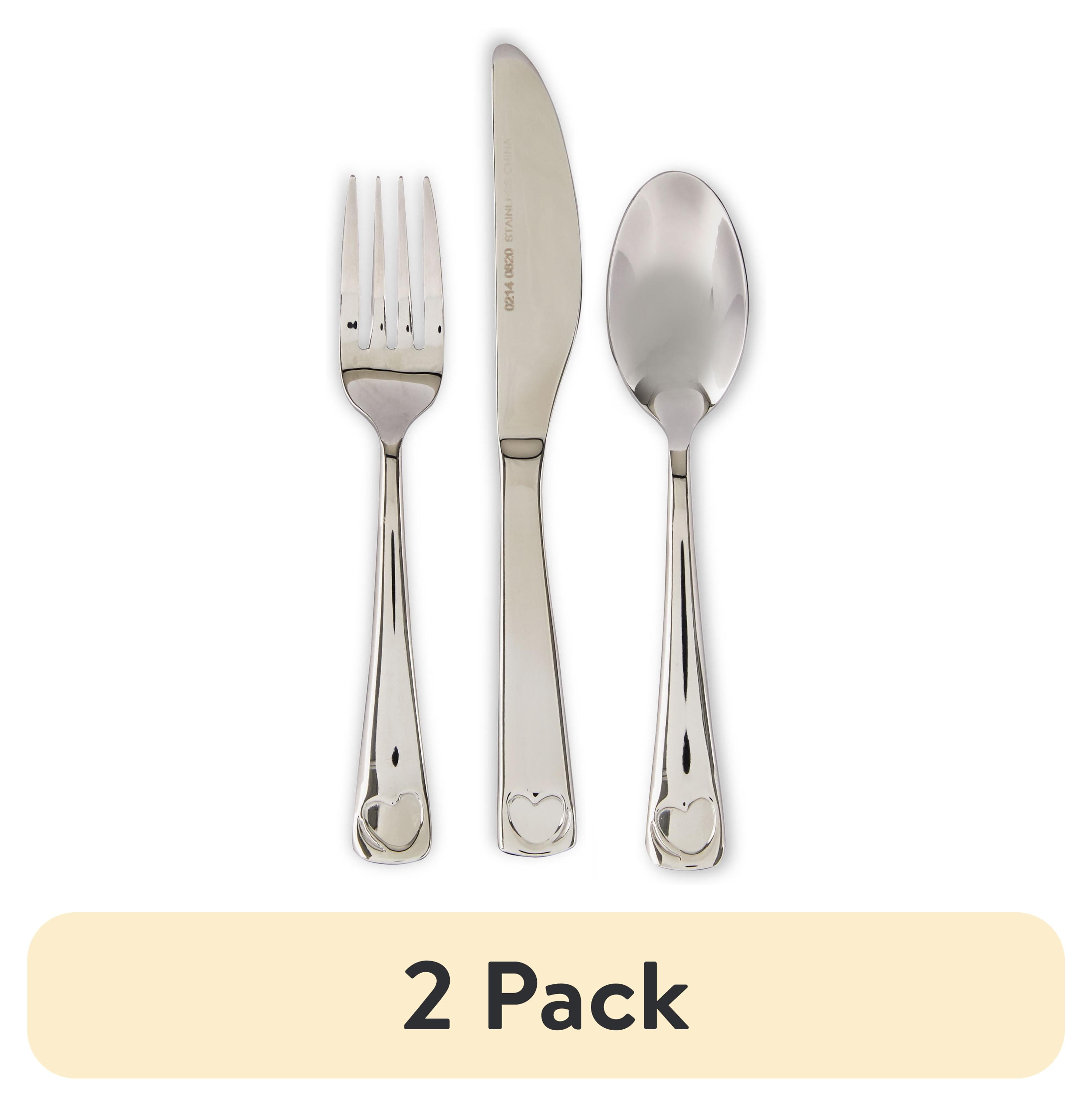 (2 pack) Parent's Choice Premium Stainless Steel Toddler Flatware, Silver Tableware, 3 Piece Set