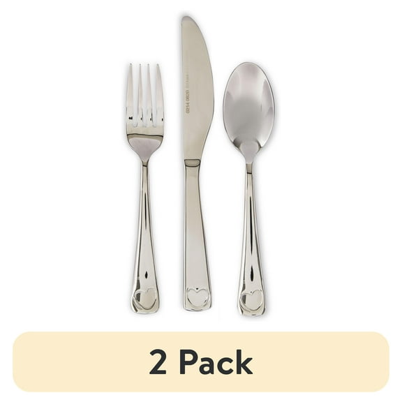 (2 pack) Parent's Choice 3 Piece Stainless Steel Toddler Premium Flatware Set Silver