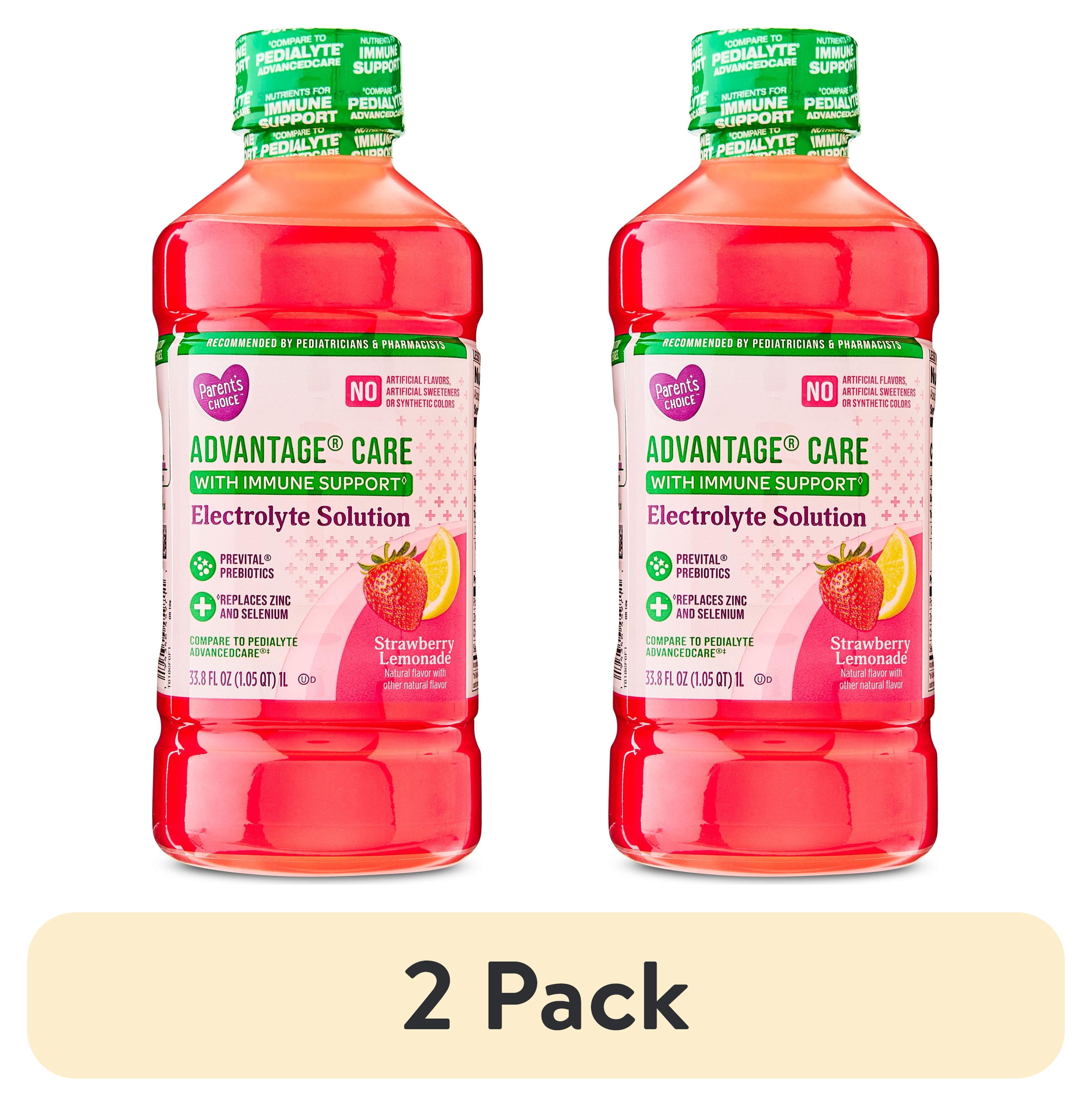 (2 pack) Parent's Choice Advantage® Care Electrolyte Solution, Strawberry Lemonade Flavor, Pediatrician Recommended, 1 Liter
