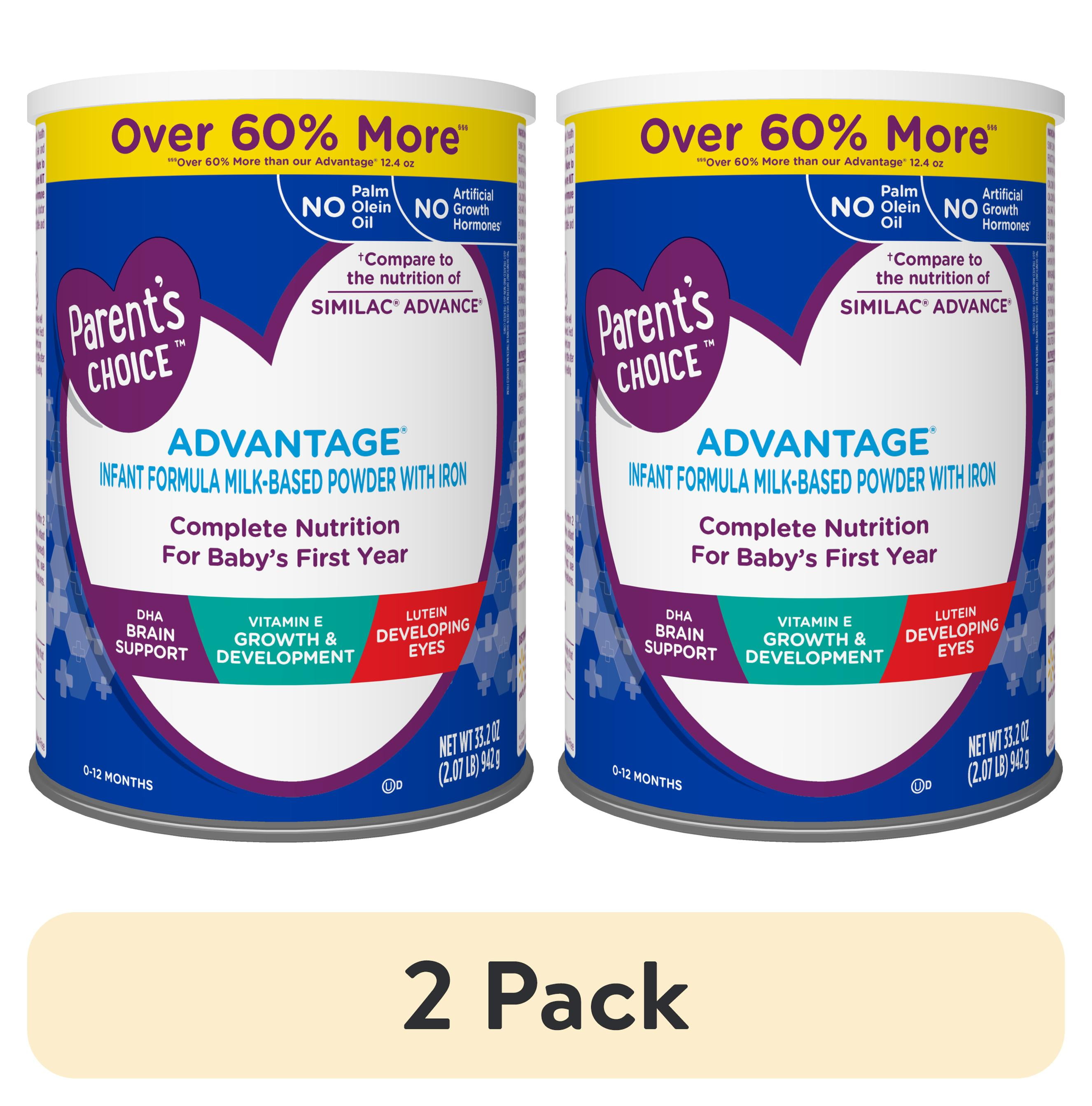 (2 pack) Parent's Choice Advantage Infant Formula Powder with Iron; DHA, Lutein, Vit E, 33.2 oz