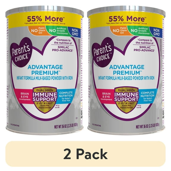 (2 pack) Parent's Choice Advantage Premium Powder Baby Formula, Non-GMO with Iron, 36 oz Canister