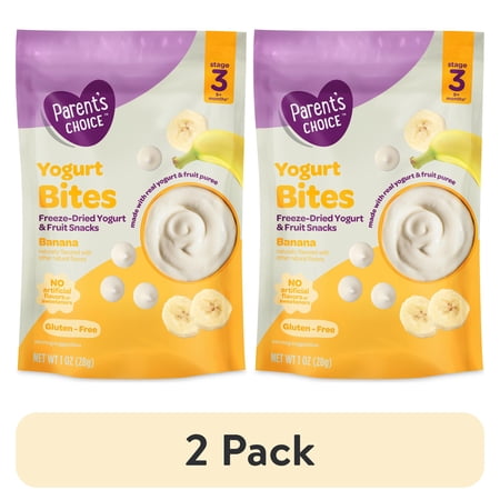 (2 pack) Parent’s Choice Stage 3 Toddler Yogurt Bites Snack, Banana, 1 oz Pouch