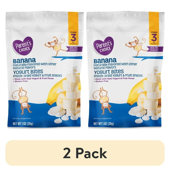 (2 pack) Parent’s Choice Stage 3 Toddler Snacks, Banana and Yogurt Bites, 1 oz Pouch