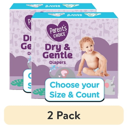 (2 pack) Parent's Choice Dry & Gentle Diapers (Choose Your Size & Count)