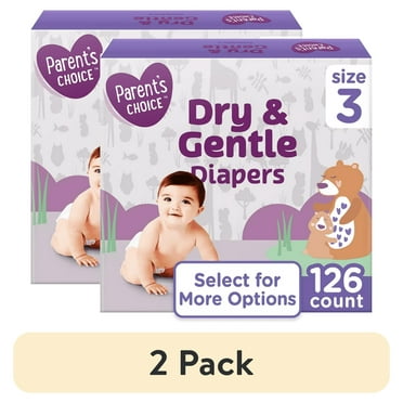 (2 pack) Parent's Choice Dry & Gentle Diapers Size 3, 126 Count (Select for More Options)