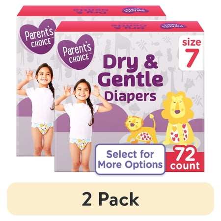 (2 pack) Parent's Choice Dry & Gentle Diapers Size 7, 72 Count (Select for More Options)