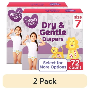 (2 pack) Parent's Choice Dry & Gentle Diapers Size 7, 72 Count (Select for More Options)