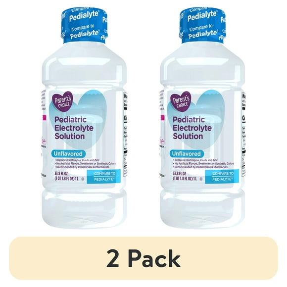 (2 pack) Parents Choice Pediatric Electrolyte Oral Solution, Unflavored, 33.8 fl oz