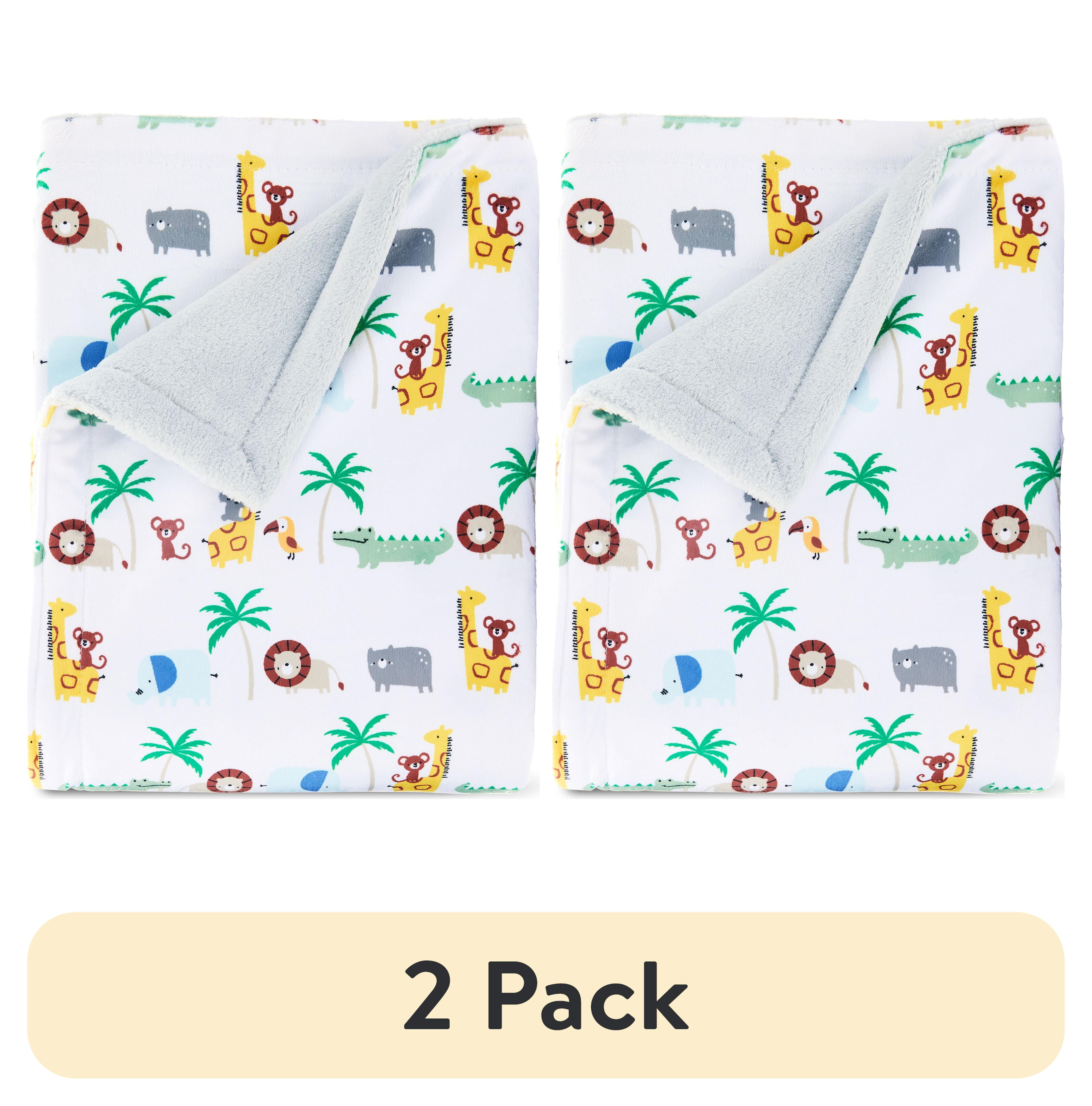 Multicolor Jungle Print Reversible Baby Blanket, 30" x 40", Polyester