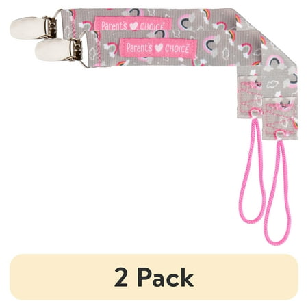 (2 pack) Parent's Choice Pacifier Clip, Rainbow